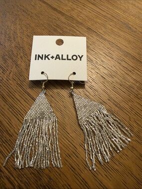 INK+ALLOY Silver Beaded Tassel Drop Earrings